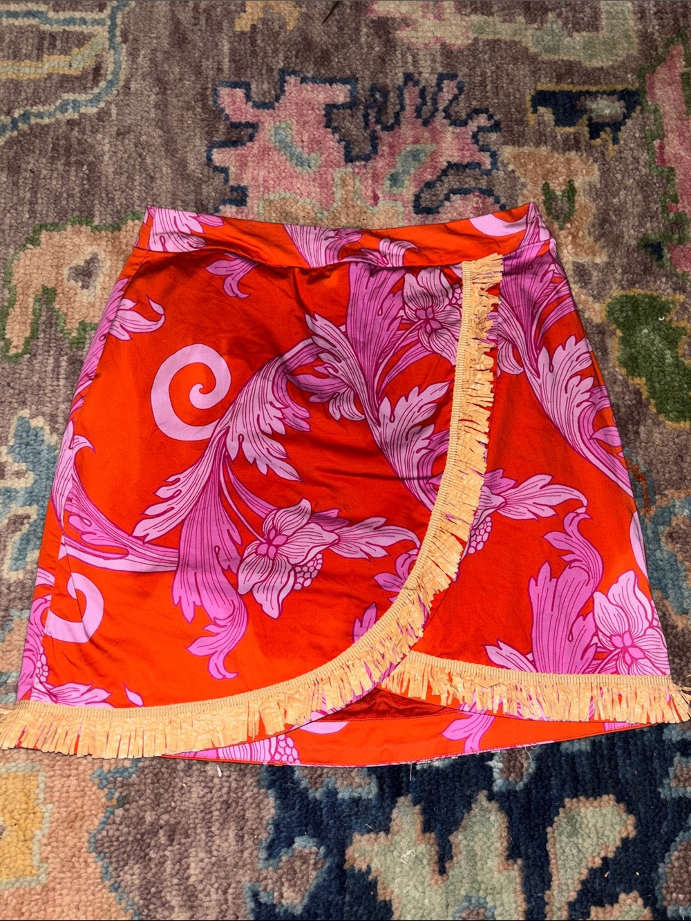 *Damaged* Boston Proper Raffia Skirt Sunset Floral